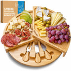 Swiveling Bamboo Charcuterie Board & Knife Set