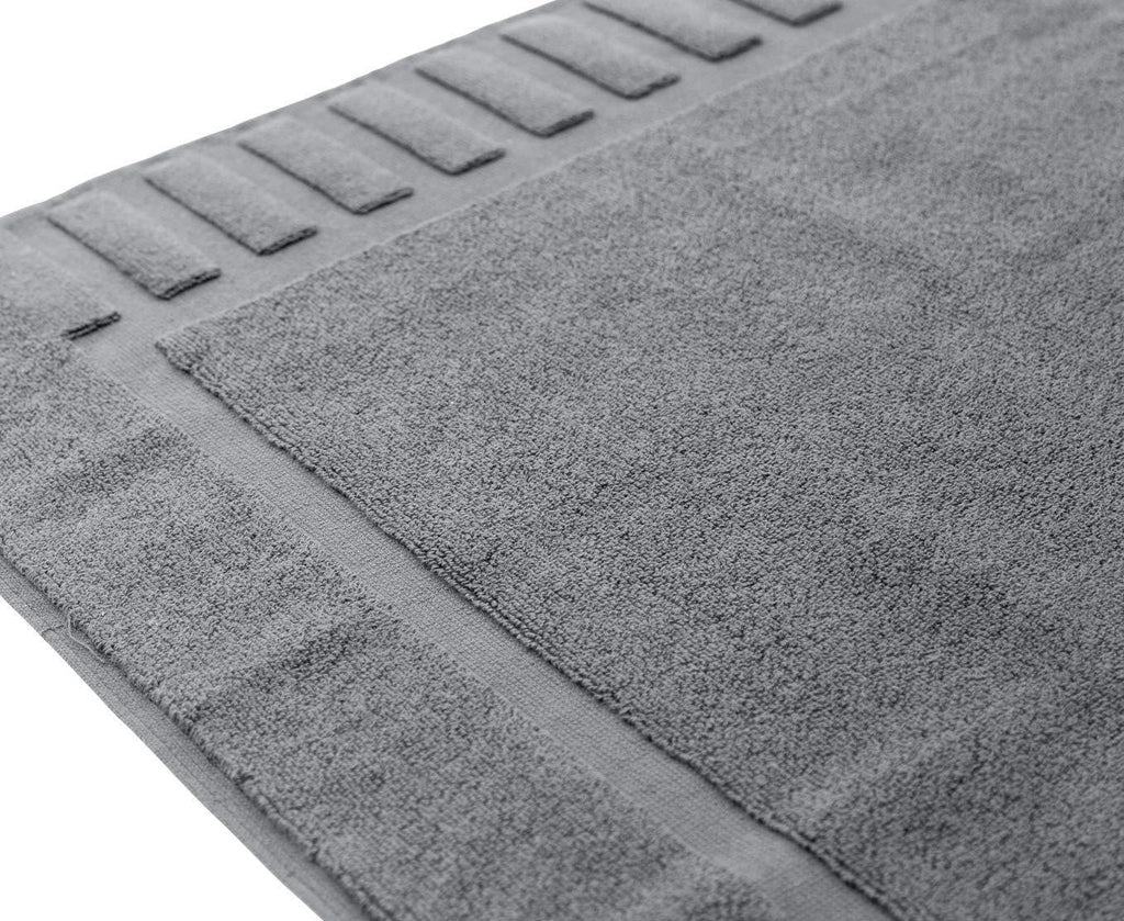 Grey & White Cotton Bath Mats — Set of 2