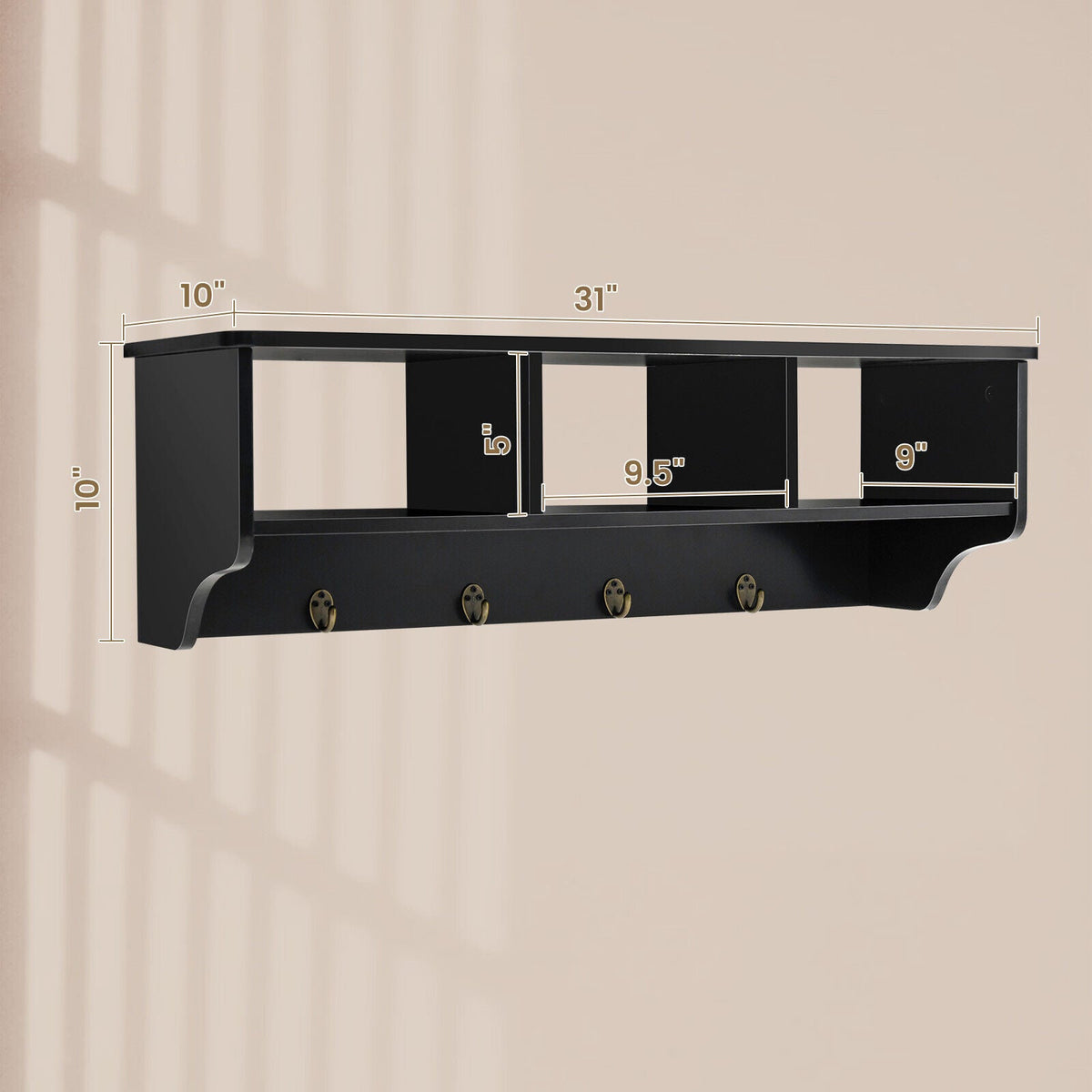 EntryDrop Wall Cubby + Hook Organizer