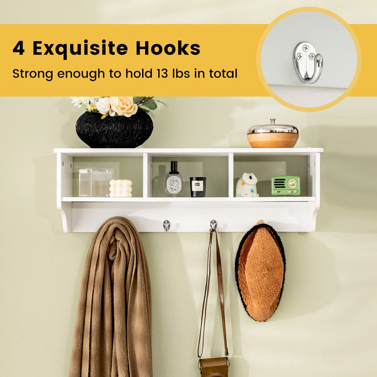 EntryDrop Wall Cubby + Hook Organizer