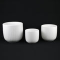 White Stoneware Planters — Set of 3