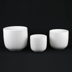 White Stoneware Planters — Set of 3