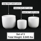 White Stoneware Planters — Set of 3