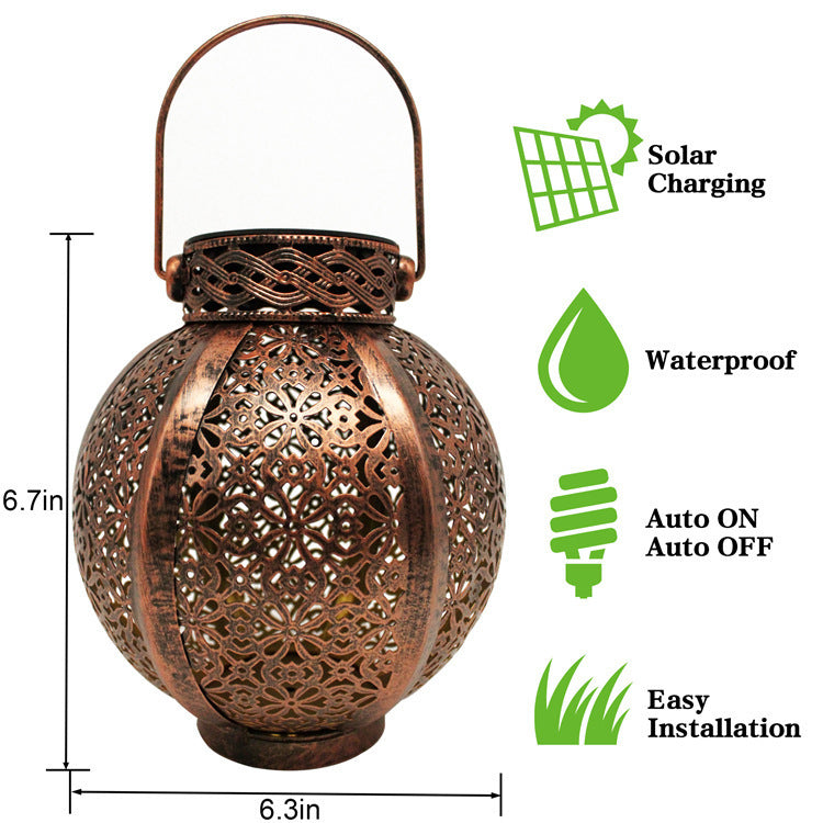 Solar Wrought-Iron Hanging Lantern
