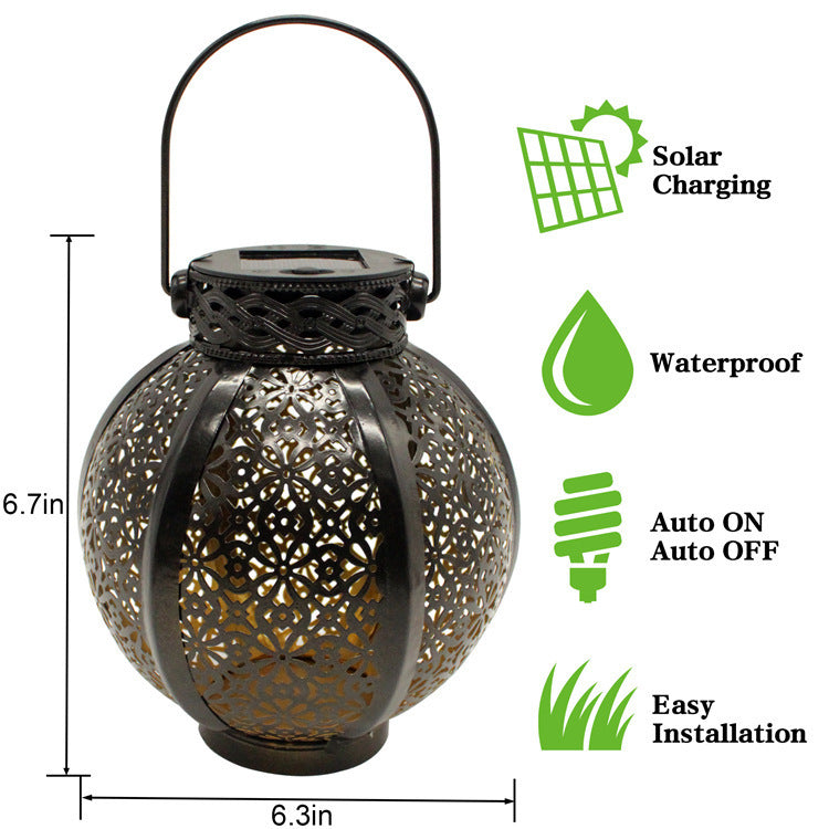 Solar Wrought-Iron Hanging Lantern