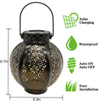 Solar Wrought-Iron Hanging Lantern