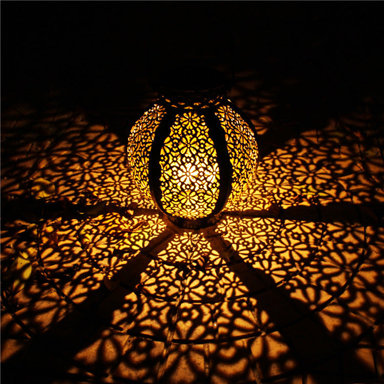 Solar Wrought-Iron Hanging Lantern