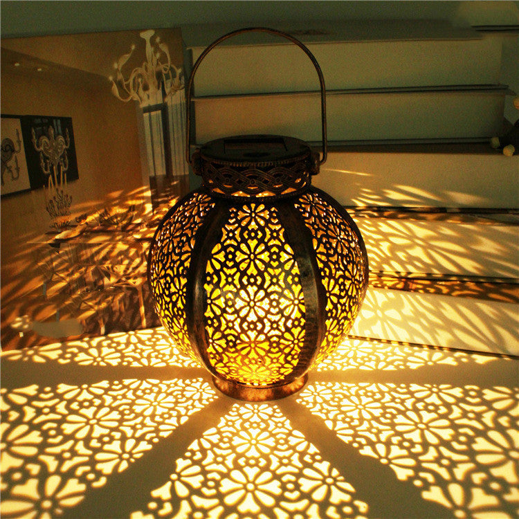 Solar Wrought-Iron Hanging Lantern
