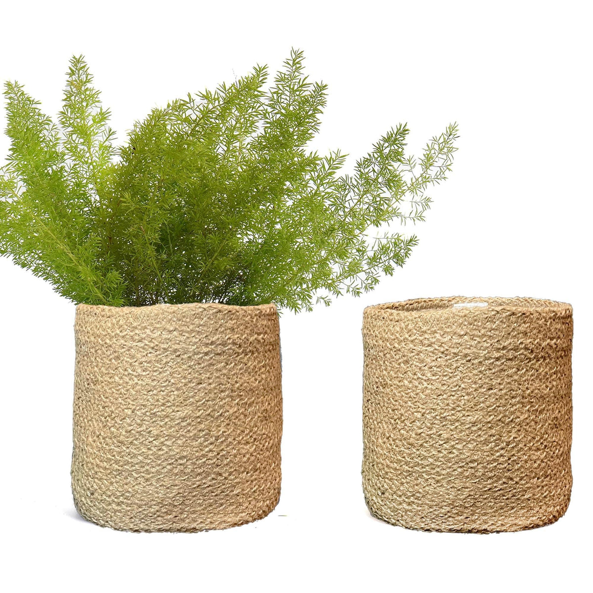 Woven Jute Planter Baskets — Set of 2
