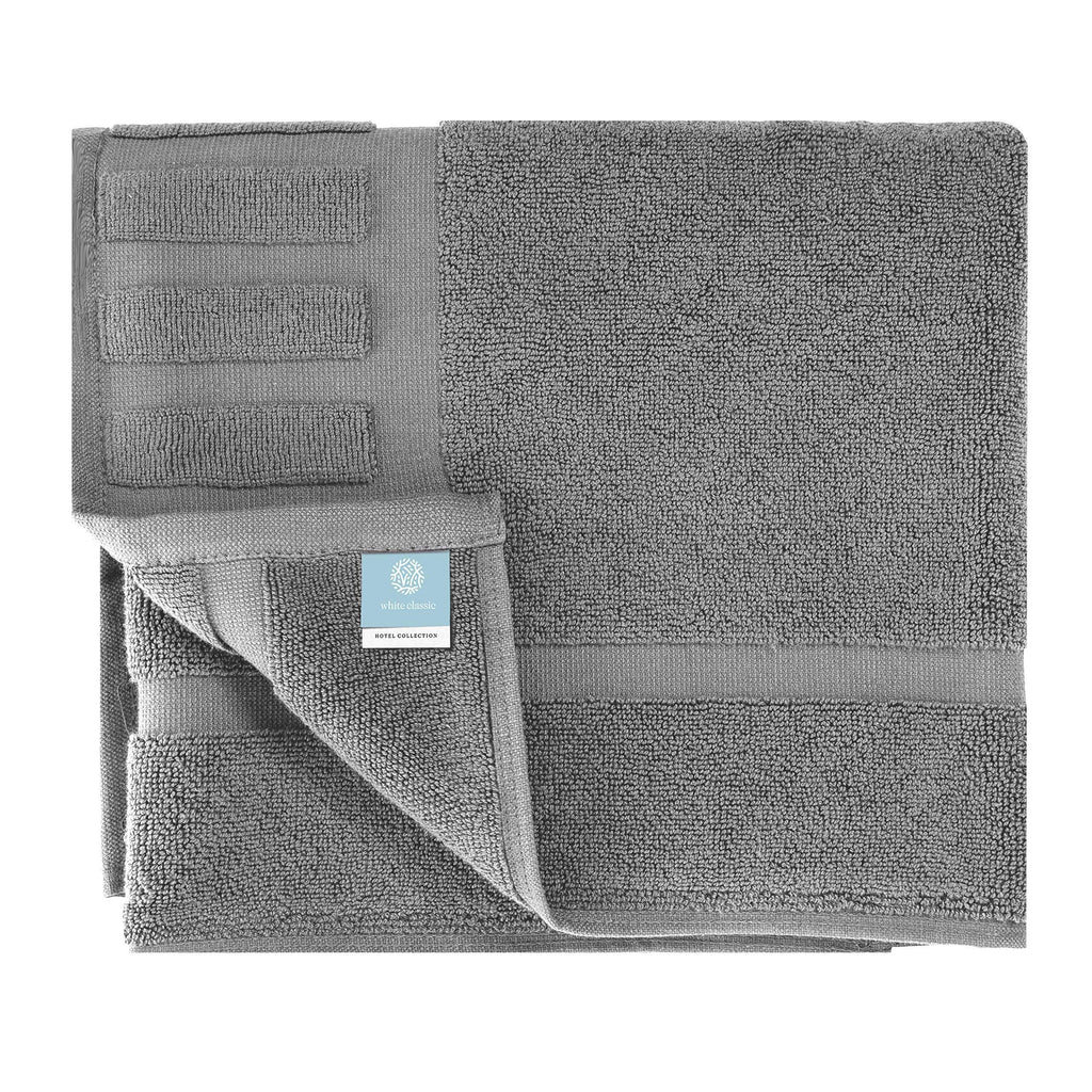 Grey & White Cotton Bath Mats — Set of 2