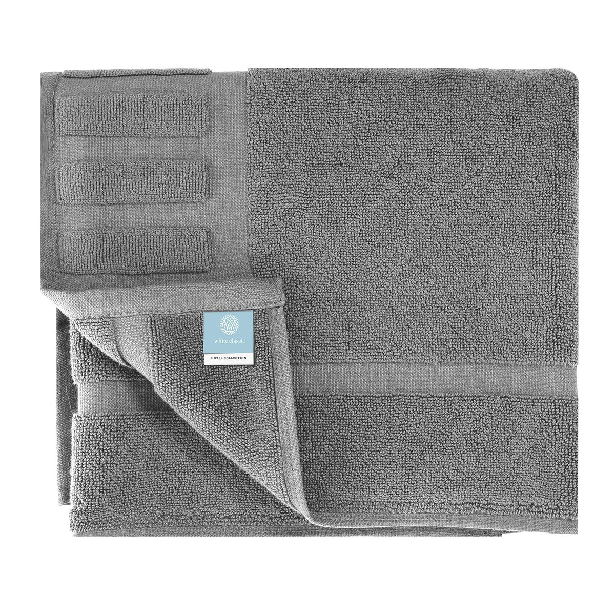 Grey & White Cotton Bath Mats — Set of 2