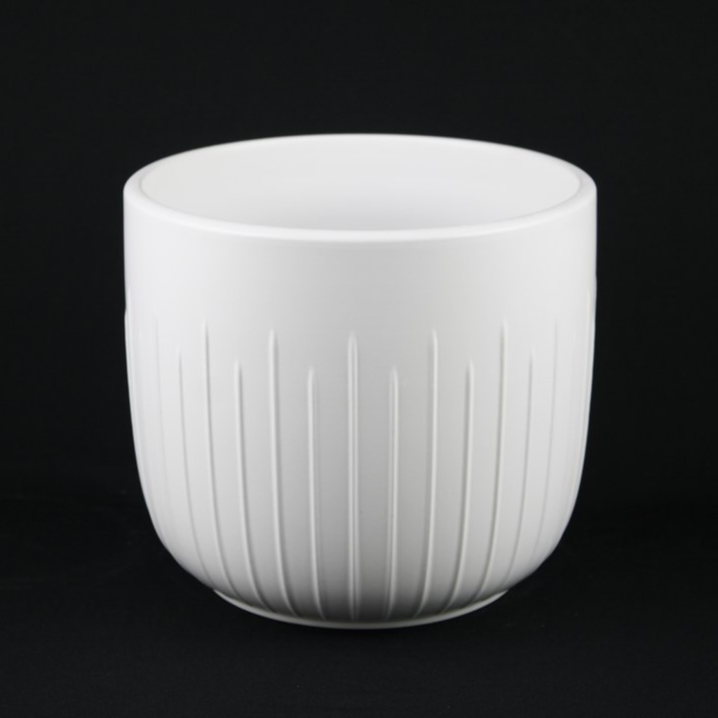 White Stoneware Planters — Set of 3
