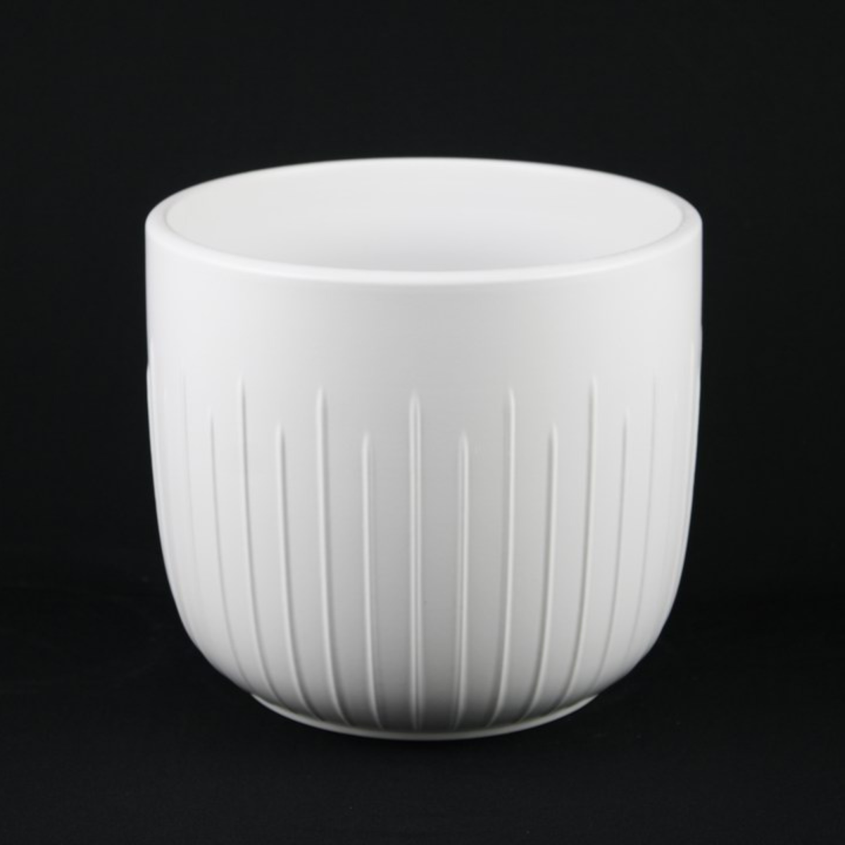 White Stoneware Planters — Set of 3