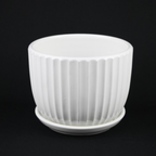 White Fluted Ceramic Planters — Set of 3