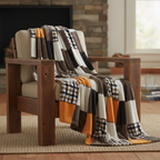 Fall Plaid Fleece Throw Blanket