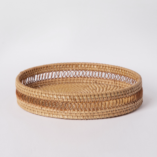 White Woven Rattan Tray