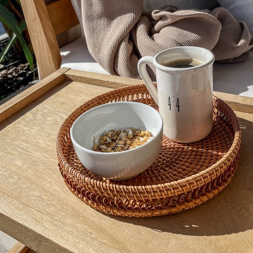 White Woven Rattan Tray