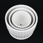 White Fluted Ceramic Planters — Set of 3