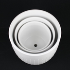 White Stoneware Planters — Set of 3
