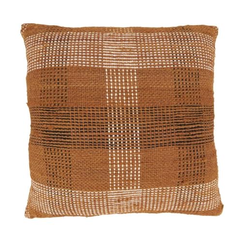 Rust Plaid Woven Pillow Cover
