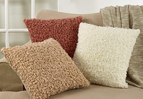 Ivory Faux-Lamb Fur Accent Pillow