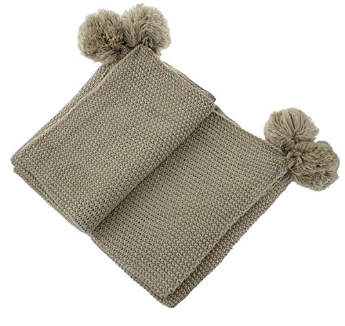 Natural Chunky Knit Pom Throw