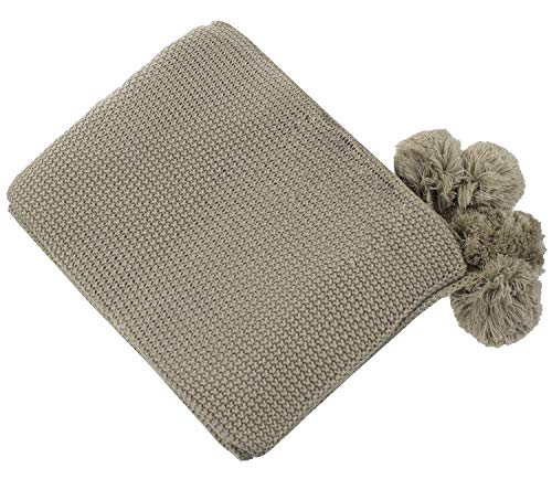 Natural Chunky Knit Pom Throw