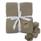 Natural Chunky Knit Pom Throw
