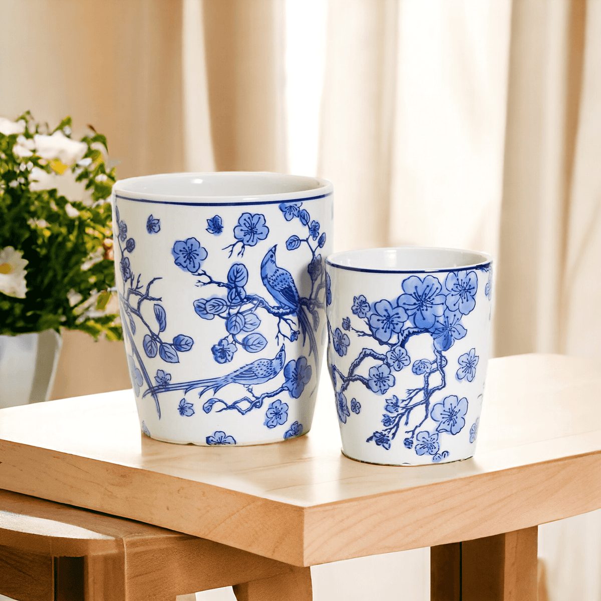Blue and White Chinoiserie Porcelain Vase