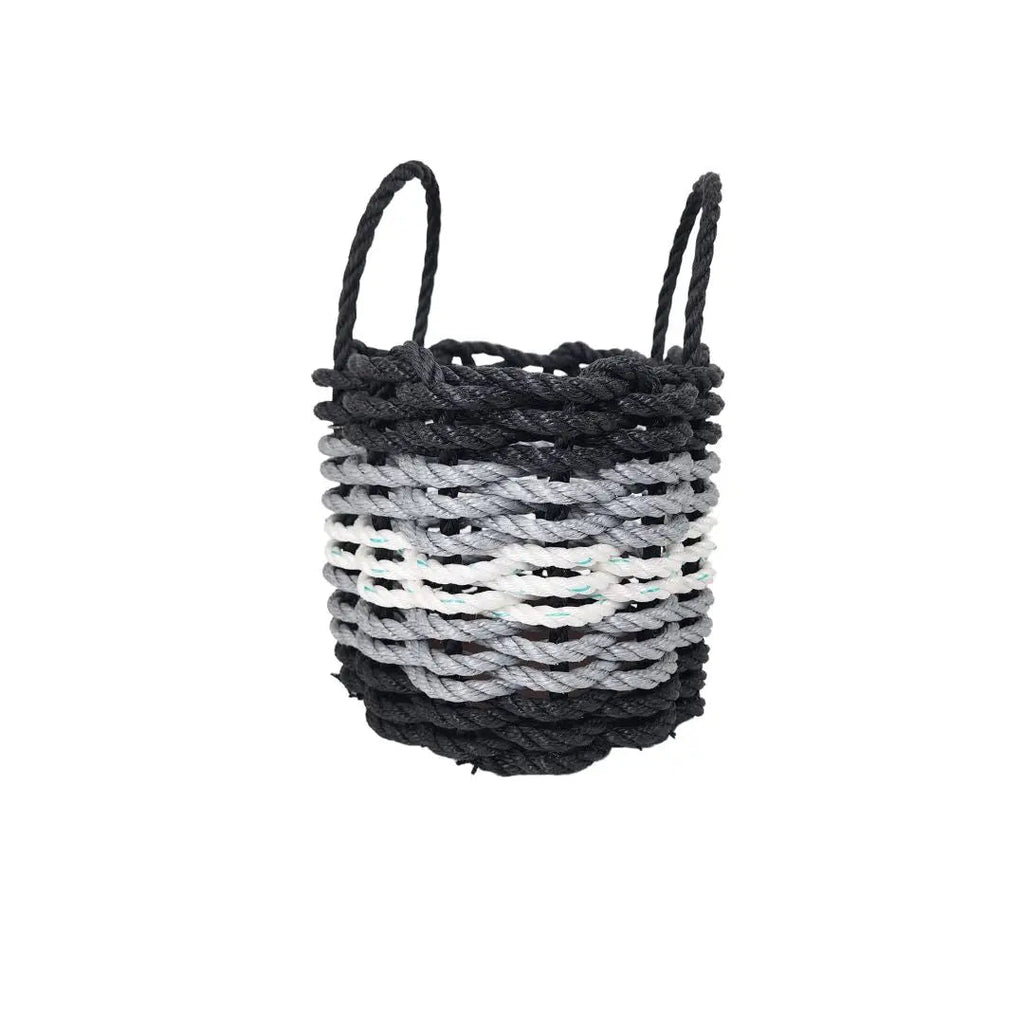 Black, Gray & White Striped Rope Basket
