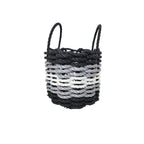 Black, Gray & White Striped Rope Basket