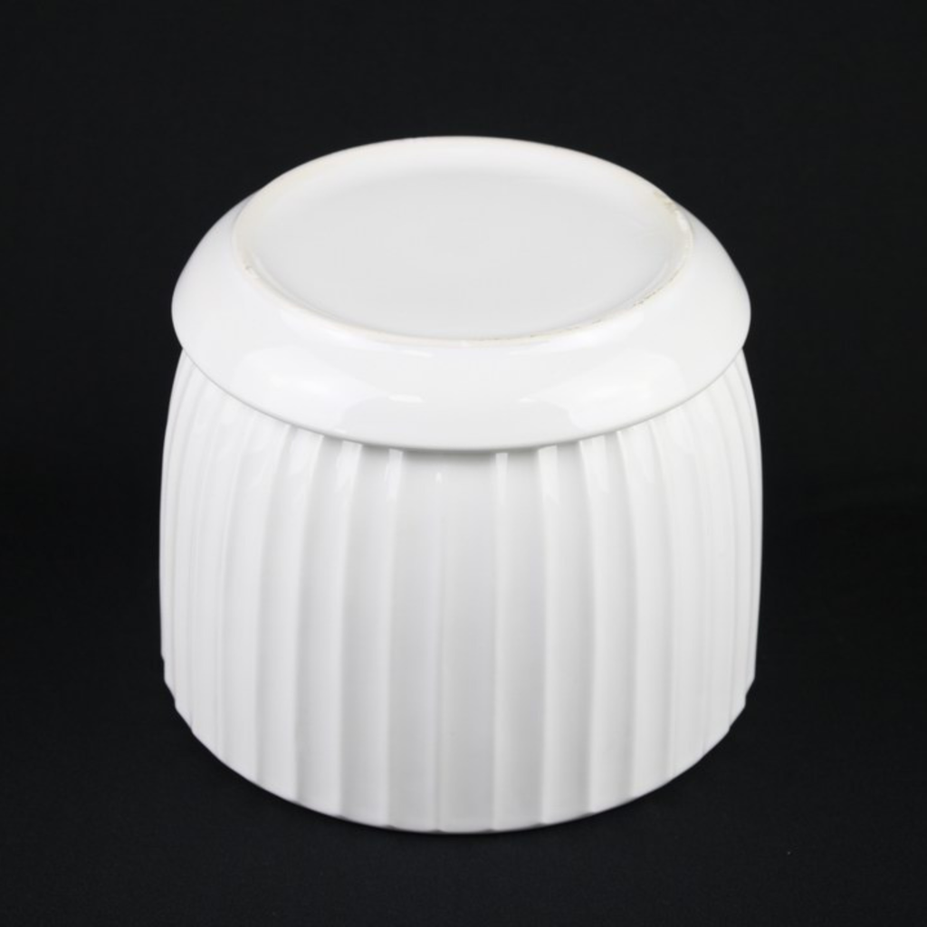 White Fluted Ceramic Planters — Set of 3