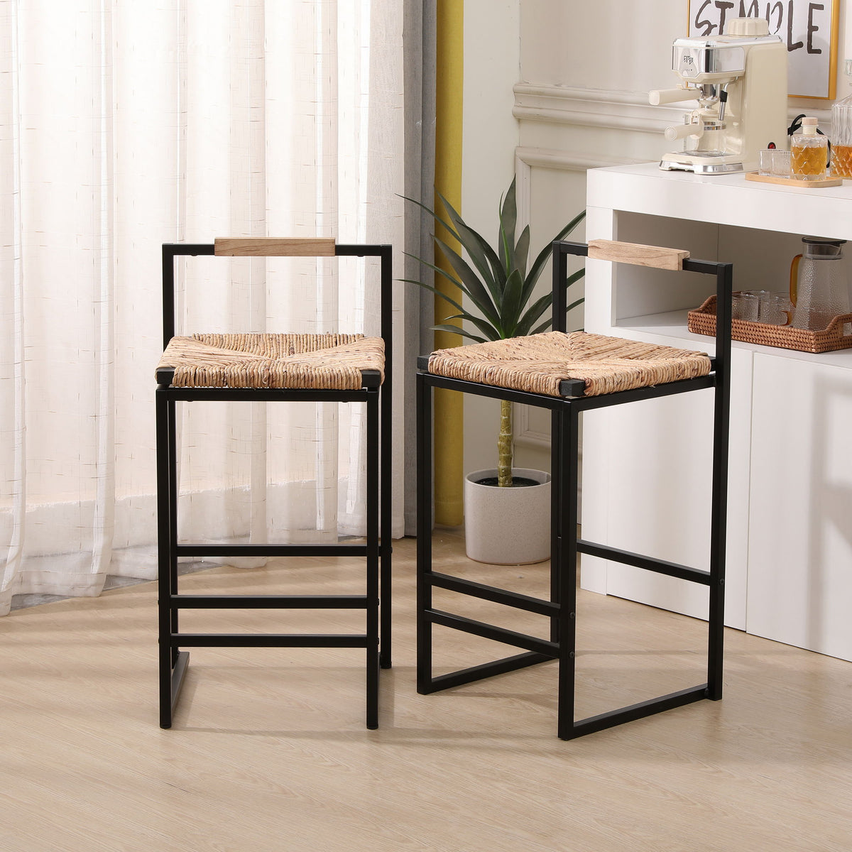 Water Hyacinth Counter Stools — Set of 2