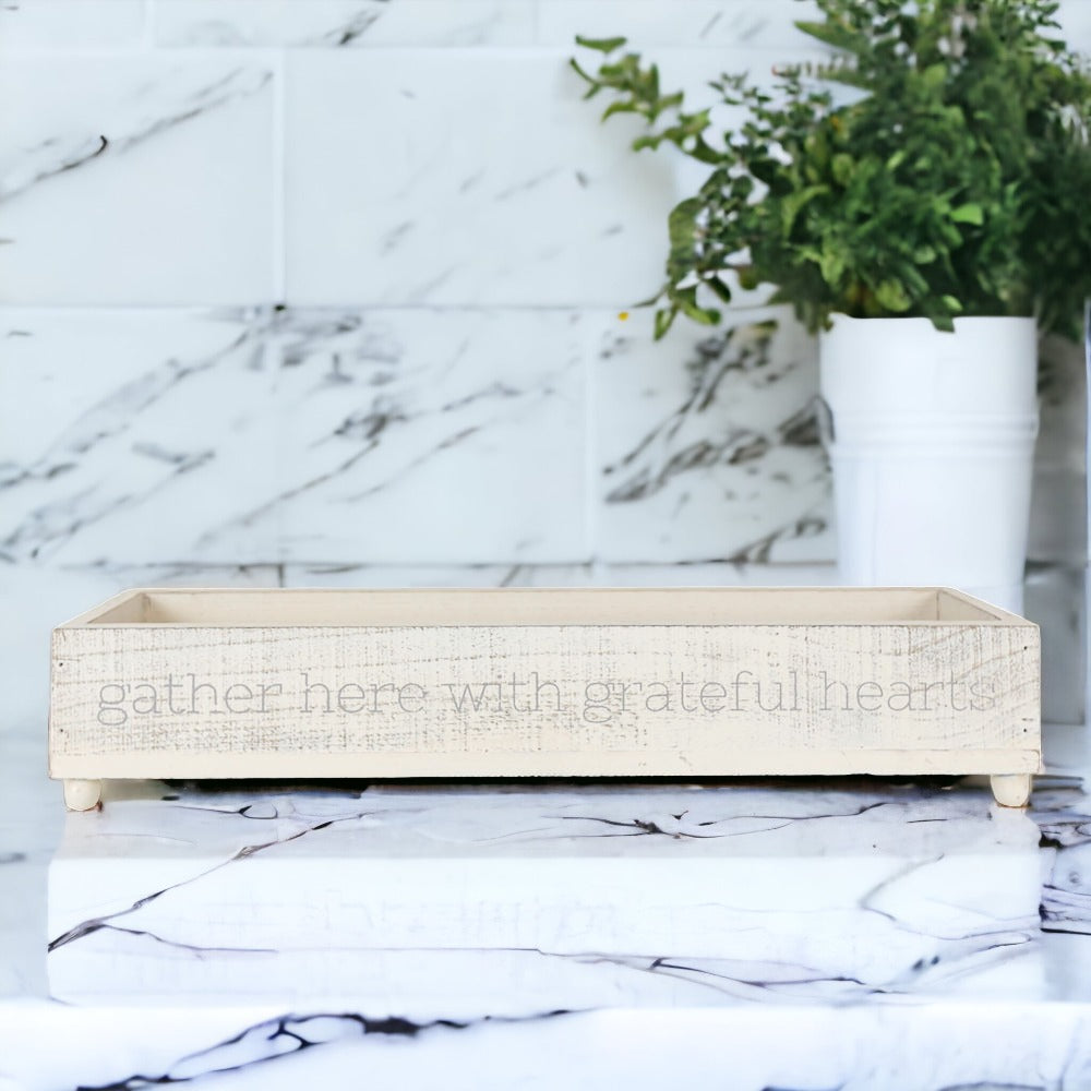 Gather Rustic Wooden Centerpiece Tray — 20 × 12 in.