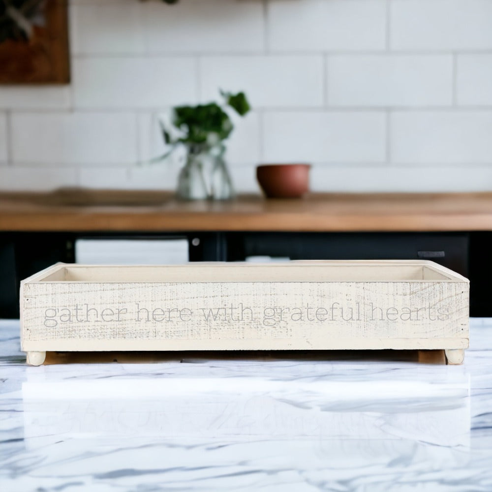 Gather Rustic Wooden Centerpiece Tray — 20 × 12 in.