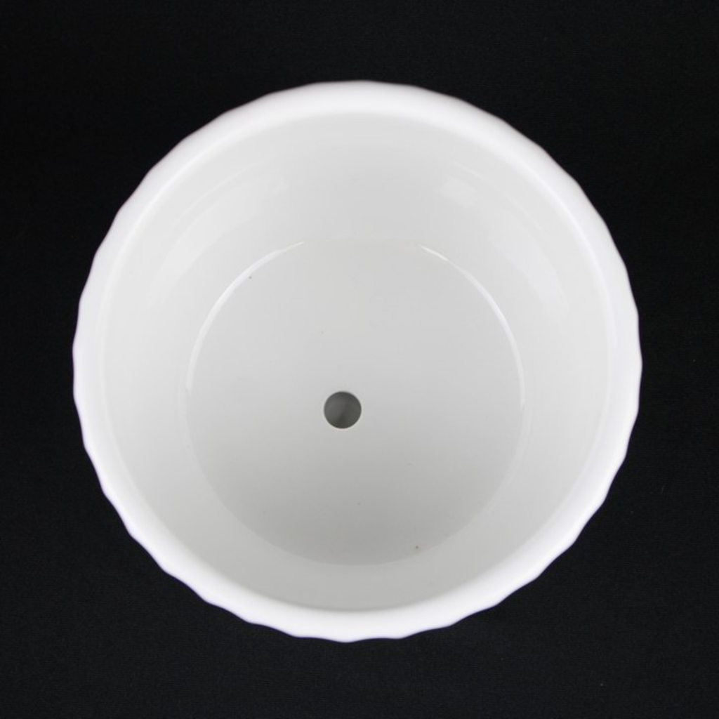 White Fluted Ceramic Planters — Set of 3