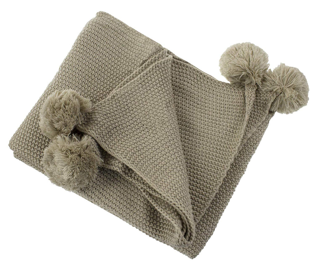 Natural Chunky Knit Pom Throw