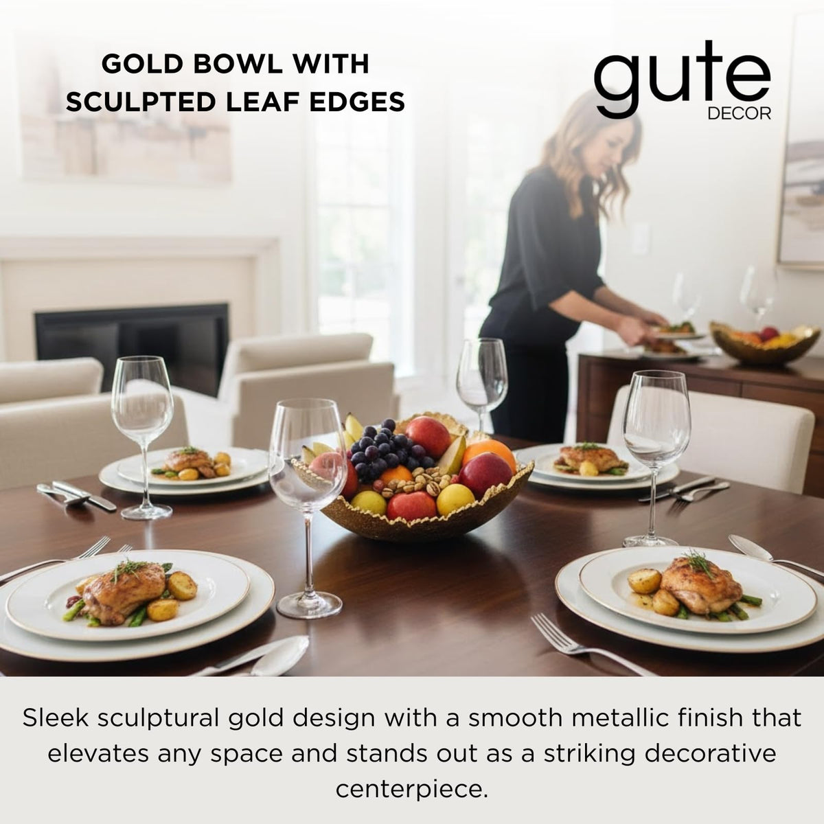 Gold Hammered Centerpiece Bowl