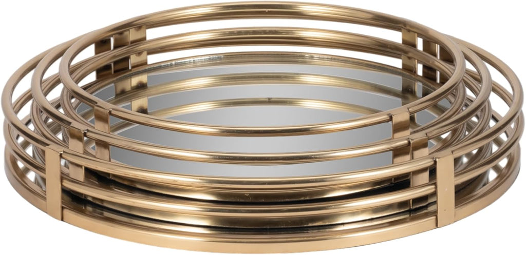 Gold Mirrored Trays — Set of 3