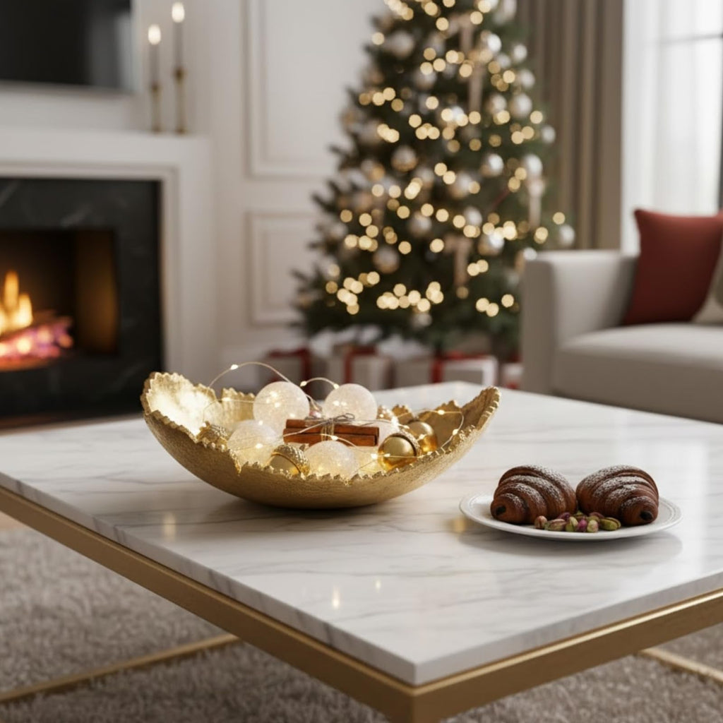 Gold Hammered Centerpiece Bowl