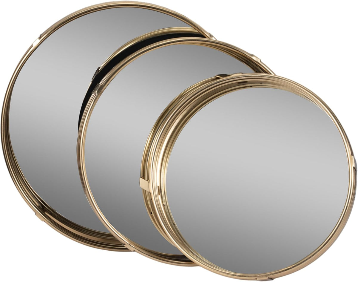 Gold Mirrored Trays — Set of 3