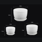 White Fluted Ceramic Planters — Set of 3