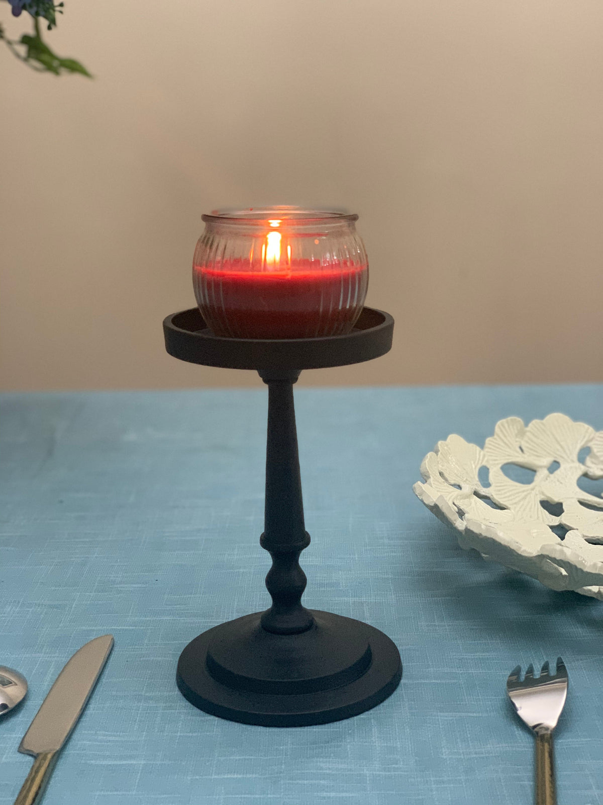 Matte Black Pillar Candle Holder
