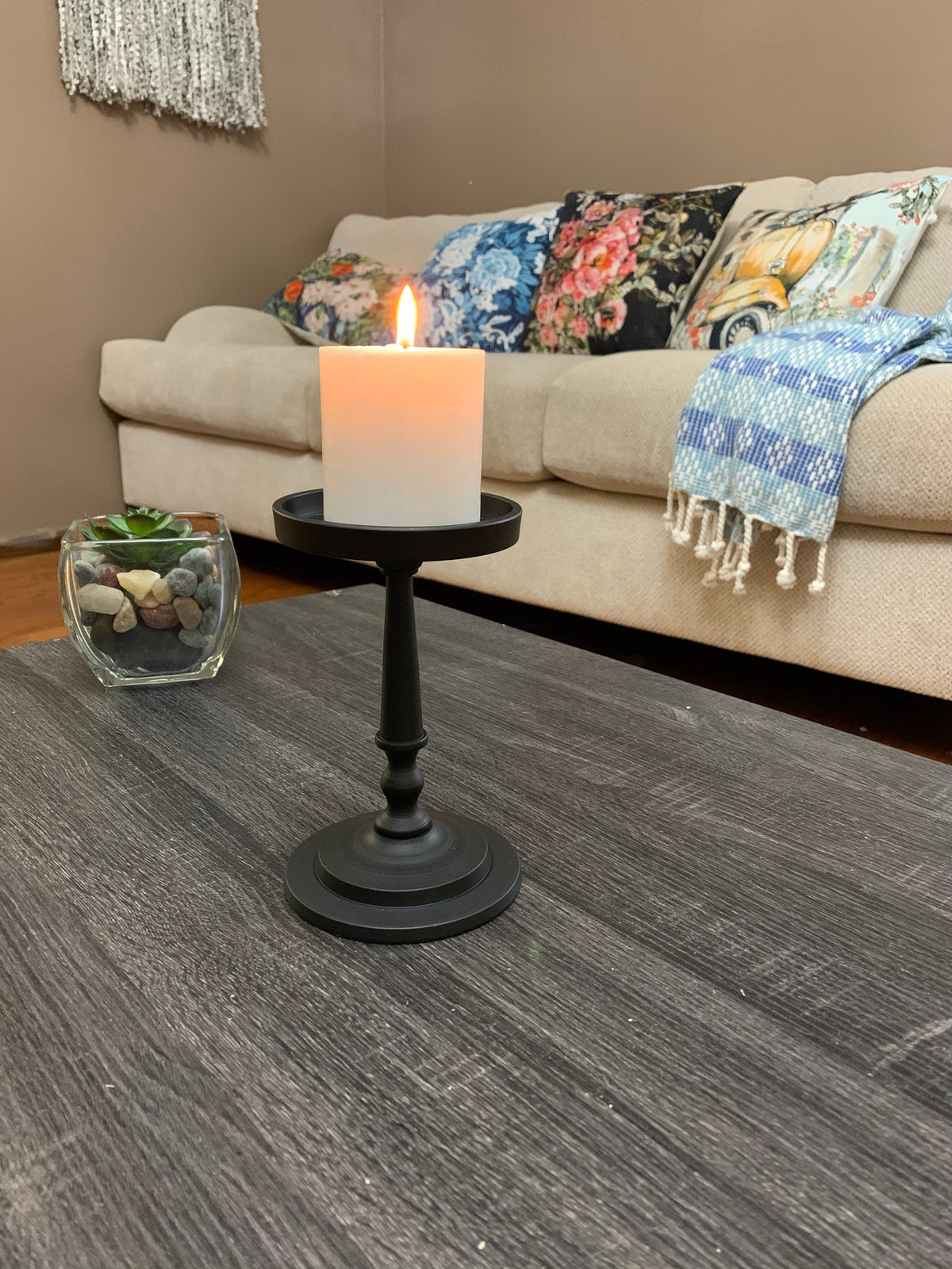 Matte Black Pillar Candle Holder