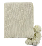 Natural Chunky Knit Pom Throw