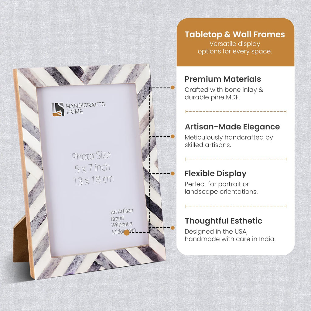 Grey & White Chevron Inlay Frame