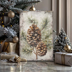 Vintage Winter Pine Cone Canvas