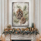 Vintage Winter Pine Cone Canvas