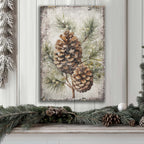 Vintage Winter Pine Cone Canvas