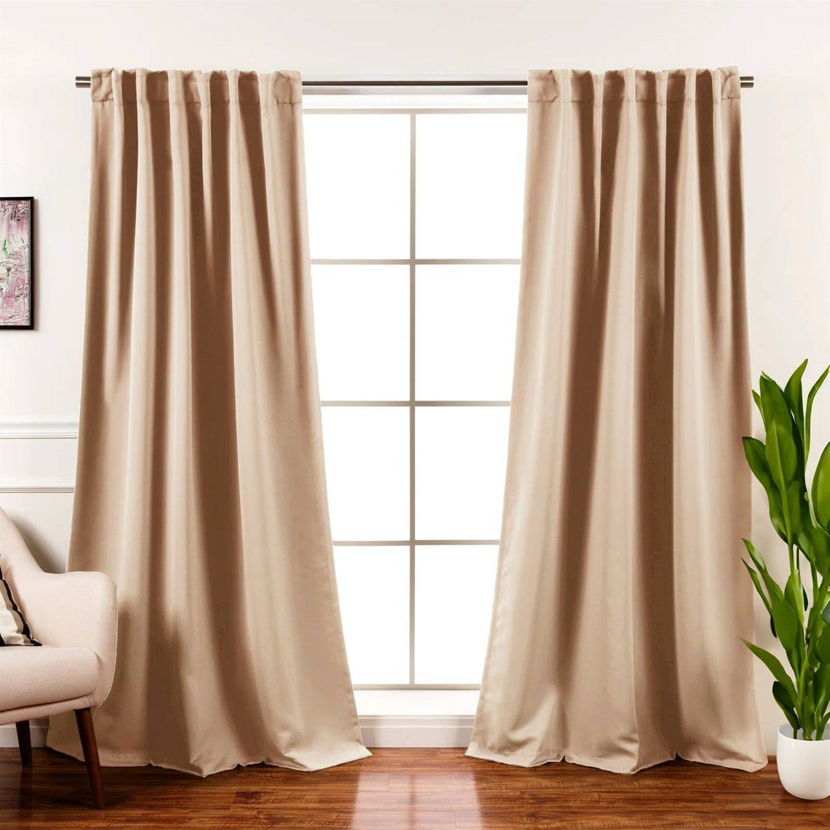 Beige Thermal Blackout Curtains — Set of 2